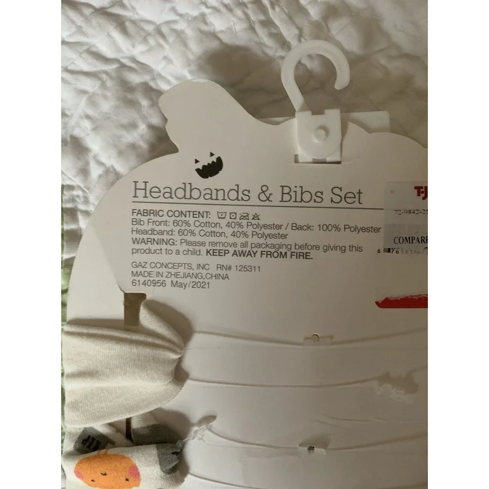 Modern Baby Halloween Headband And 2-ply Bandana Bib Gift Set Of 6 NEW